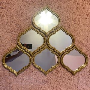 Lot of 6 Individual Hanging Gold Plastic Mirrors